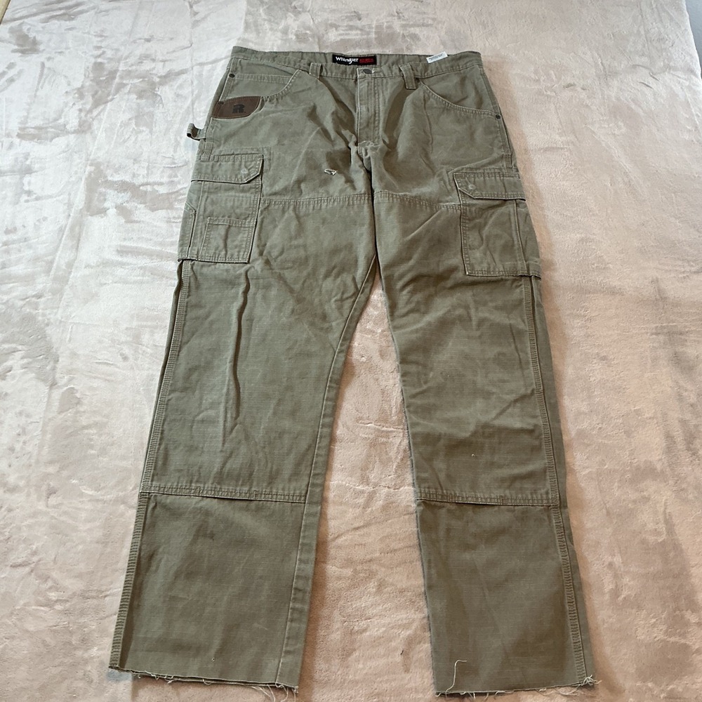 Wrangler RIGGS Workwear Mens Cargo Pants Olive Green Ripstop‎ 3W060BR 38x36 Cut